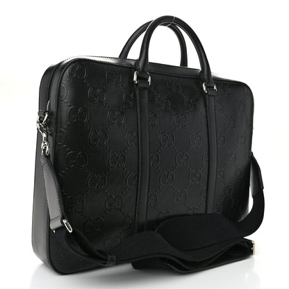Gucci Calfskin GG Tennis Embossed Briefcase Black 3 of 10