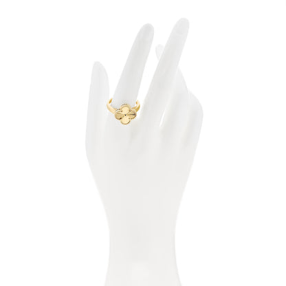 Van Cleef & Arpels 18K Yellow Gold Guilloche Vintage Alhambra Ring 58 8.5 2 of 6