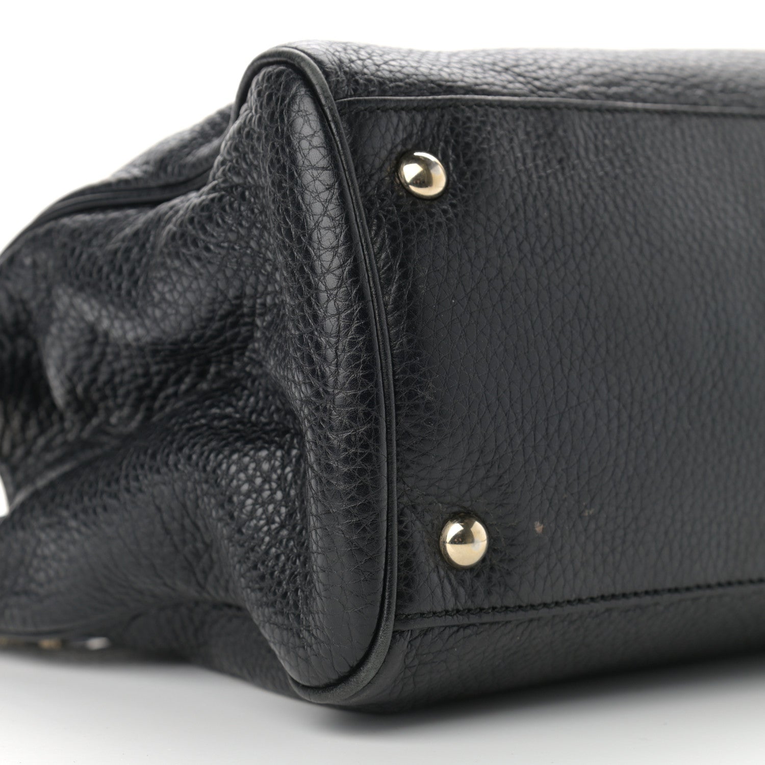 Gucci Pebbled Calfskin Medium Bamboo Shopper Tote Black 7 of 12