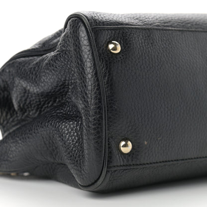 Gucci Pebbled Calfskin Medium Bamboo Shopper Tote Black 7 of 12
