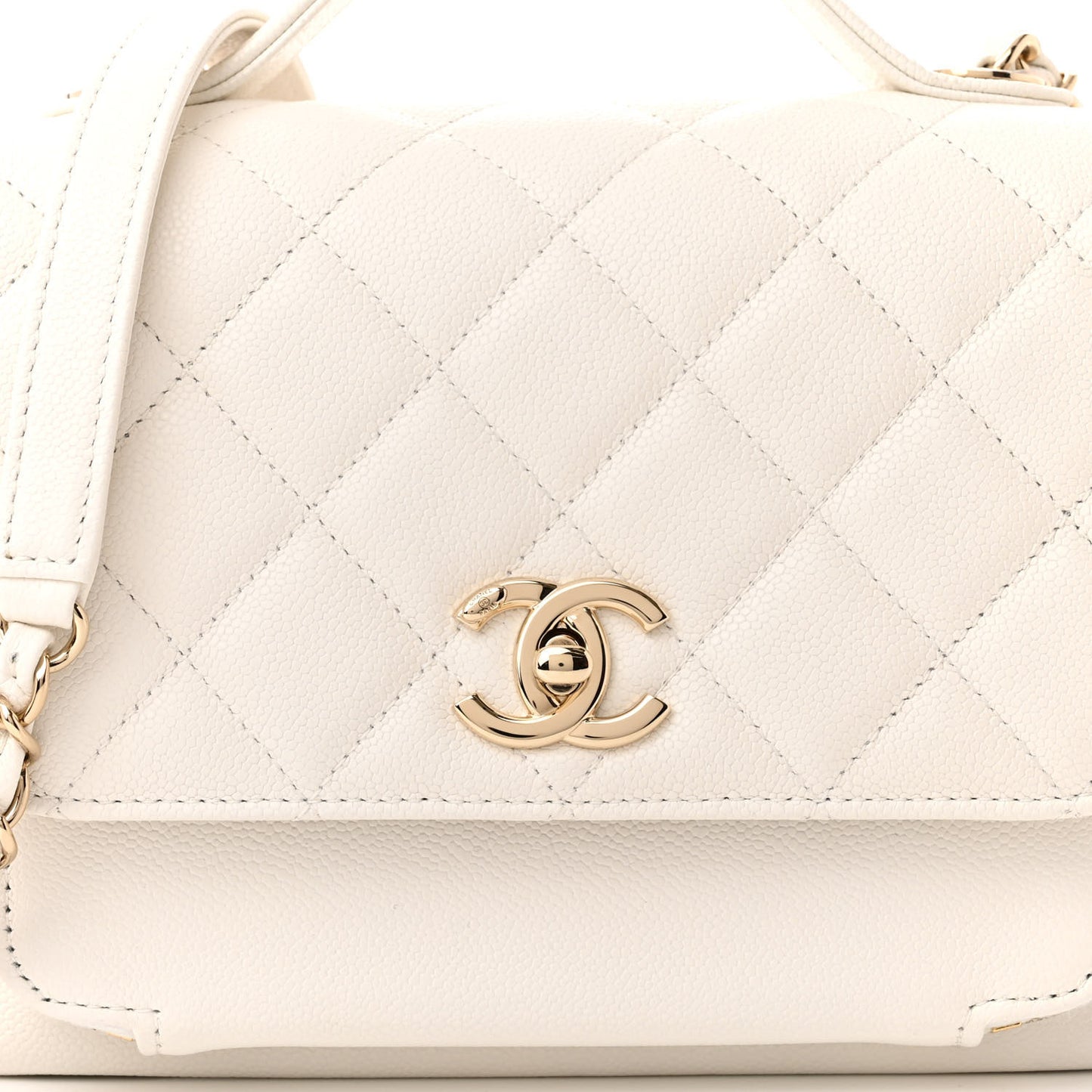 Caviar Quilted Medium Business Affinity Flap White