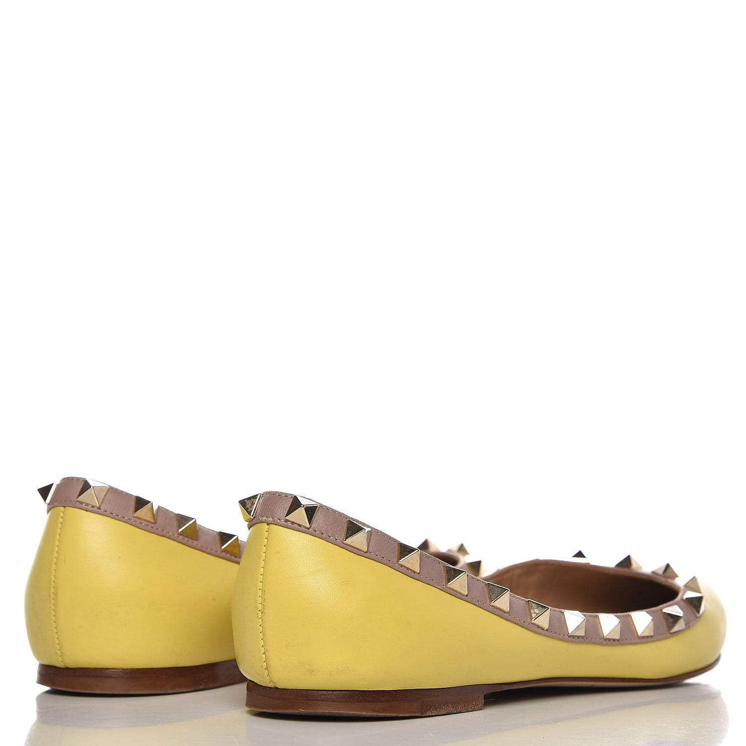 Valentino Garavani Nappa Rockstud Ballerina Flats 37 Naples Yellow Poudre 4 of 12