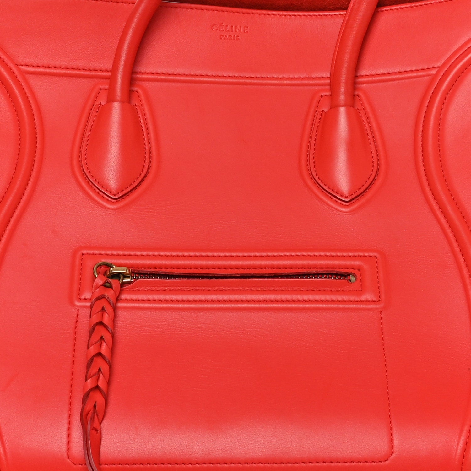 Celine Smooth Calfskin Medium Phantom Luggage Vermillion 9 of 11