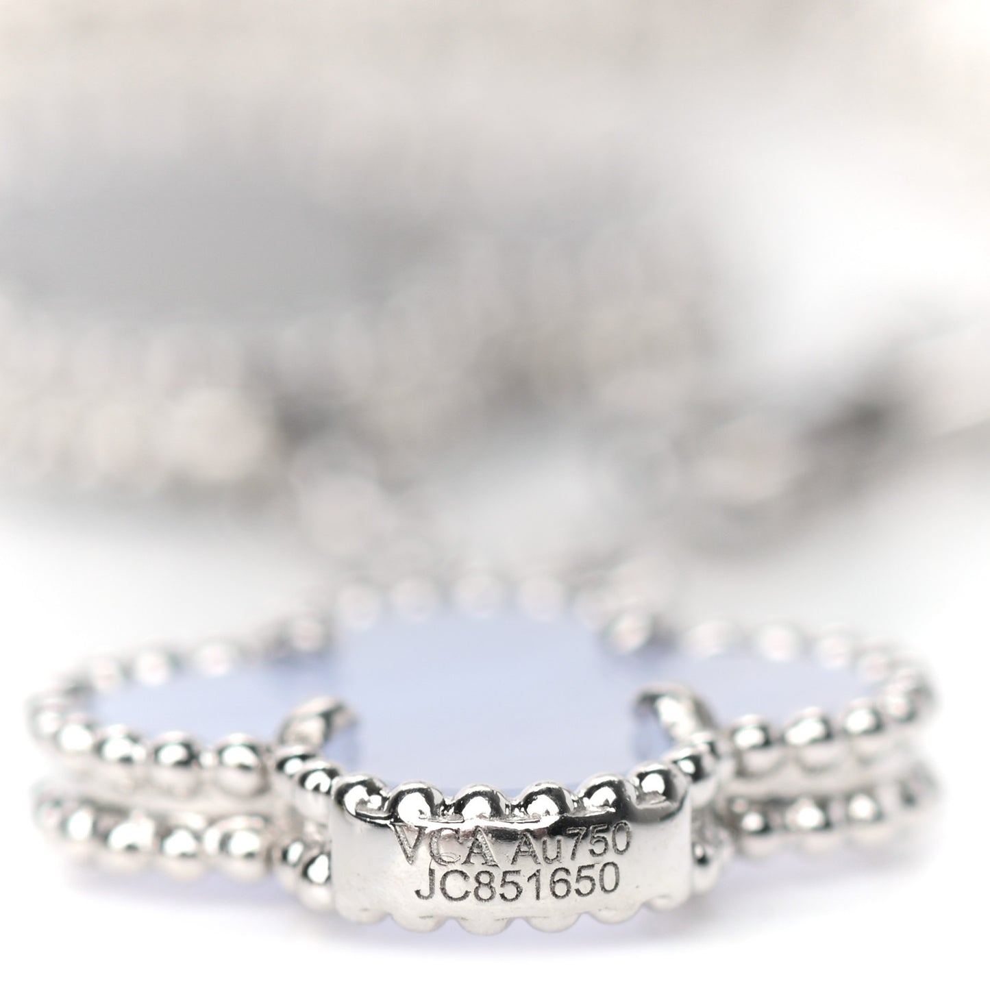 18K White Gold Chalcedony Mother of Pearl 5 Motifs Magic Alhambra Bracelet