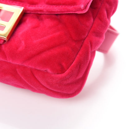 Fendi Velvet FF Embossed Hip Belt Baguette Bag Fuxia 9 of 9