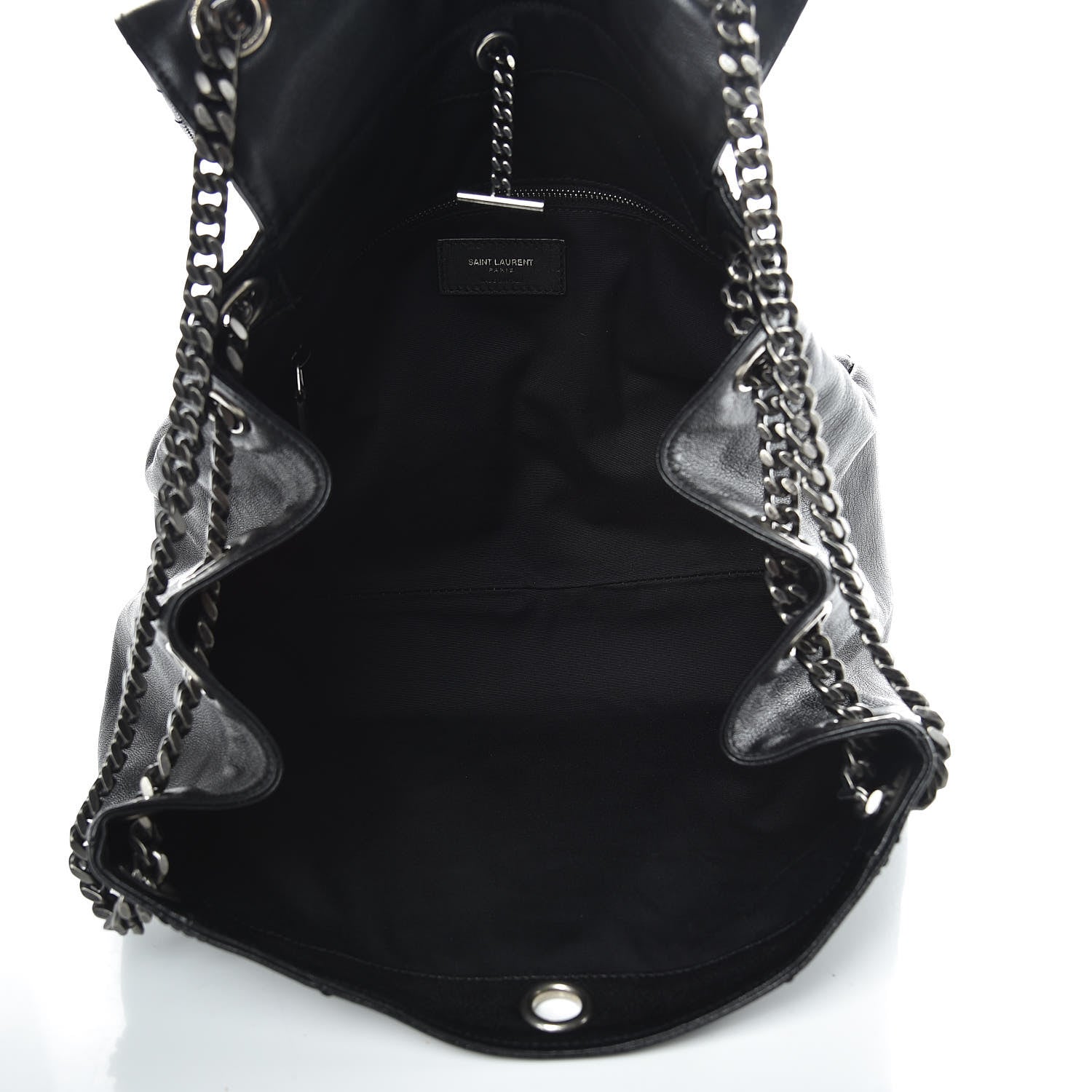 Saint Laurent Pebbled Lambskin Chevron Monogram Large Nolita Black 5 of 9