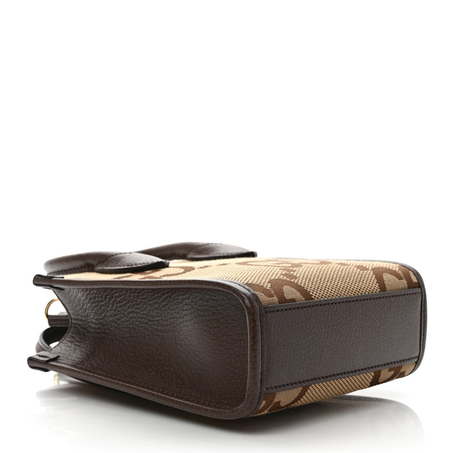 Monogram Jumbo GG Textured Dollar Calfskin Web Mini Vertical Tote Camel Ebony New Acero