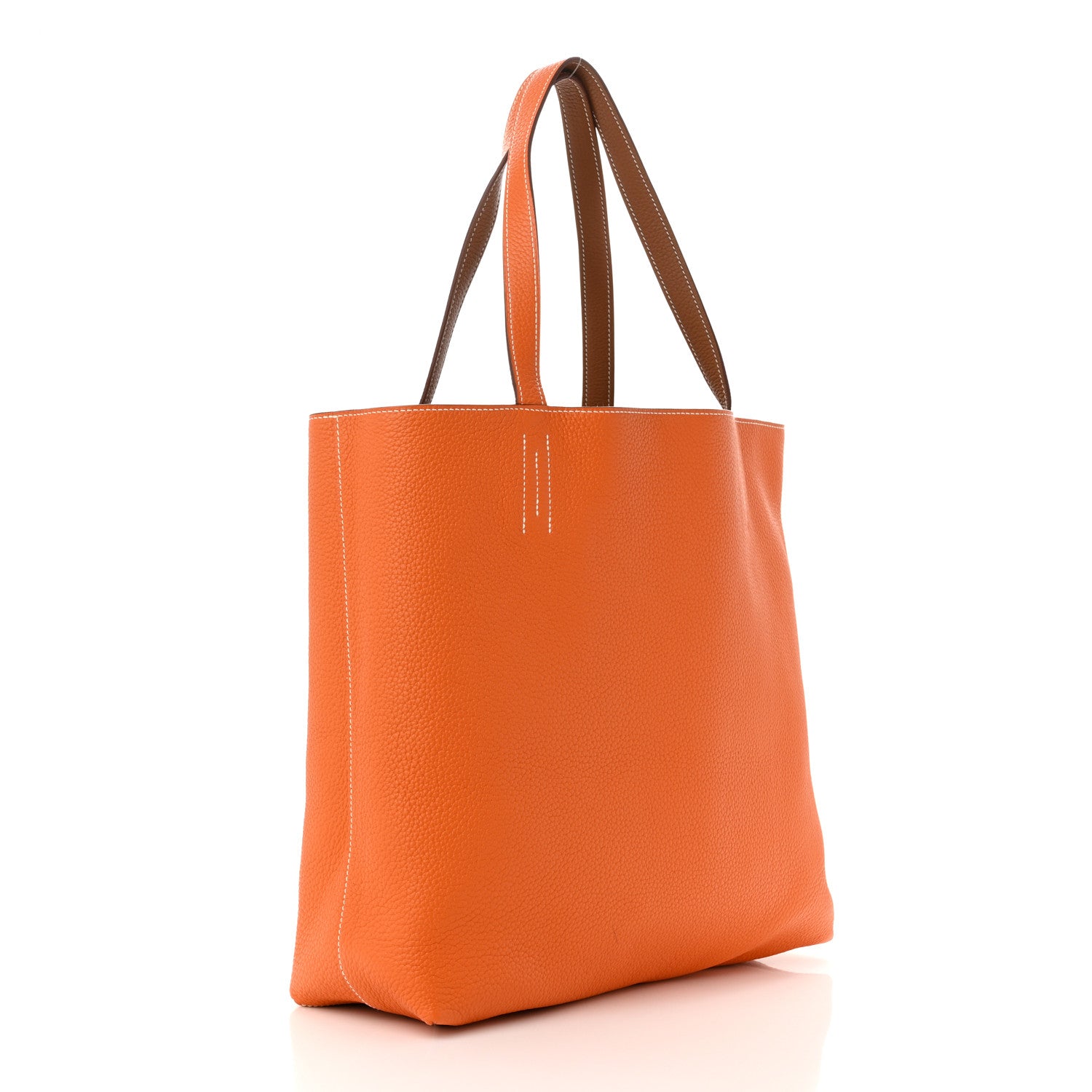Hermes Taurillon Clemence Double Sens 45 Reversible Tote Orange Gold 5 of 18