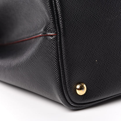 Prada Saffiano Cuir Large Double Bag Black Fuoco 20 of 21