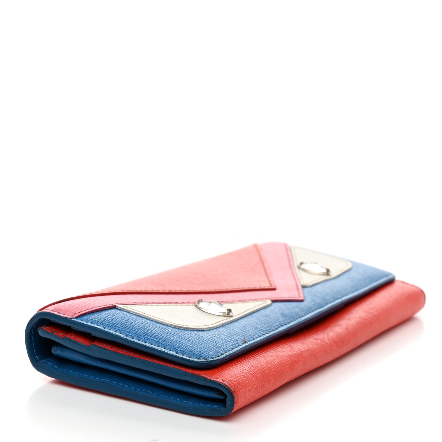 Vitello Elite Crystal Eye Monster Continental Wallet Royal Blue Papavero Multicolor