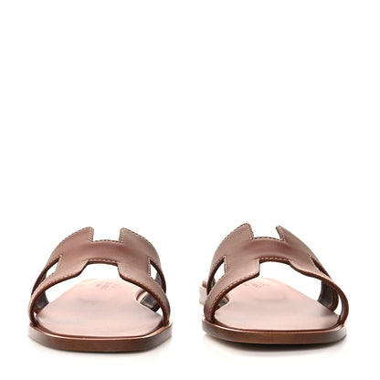 Hermes Box Calfskin Oran Sandals 35.5 Gold 2 of 8