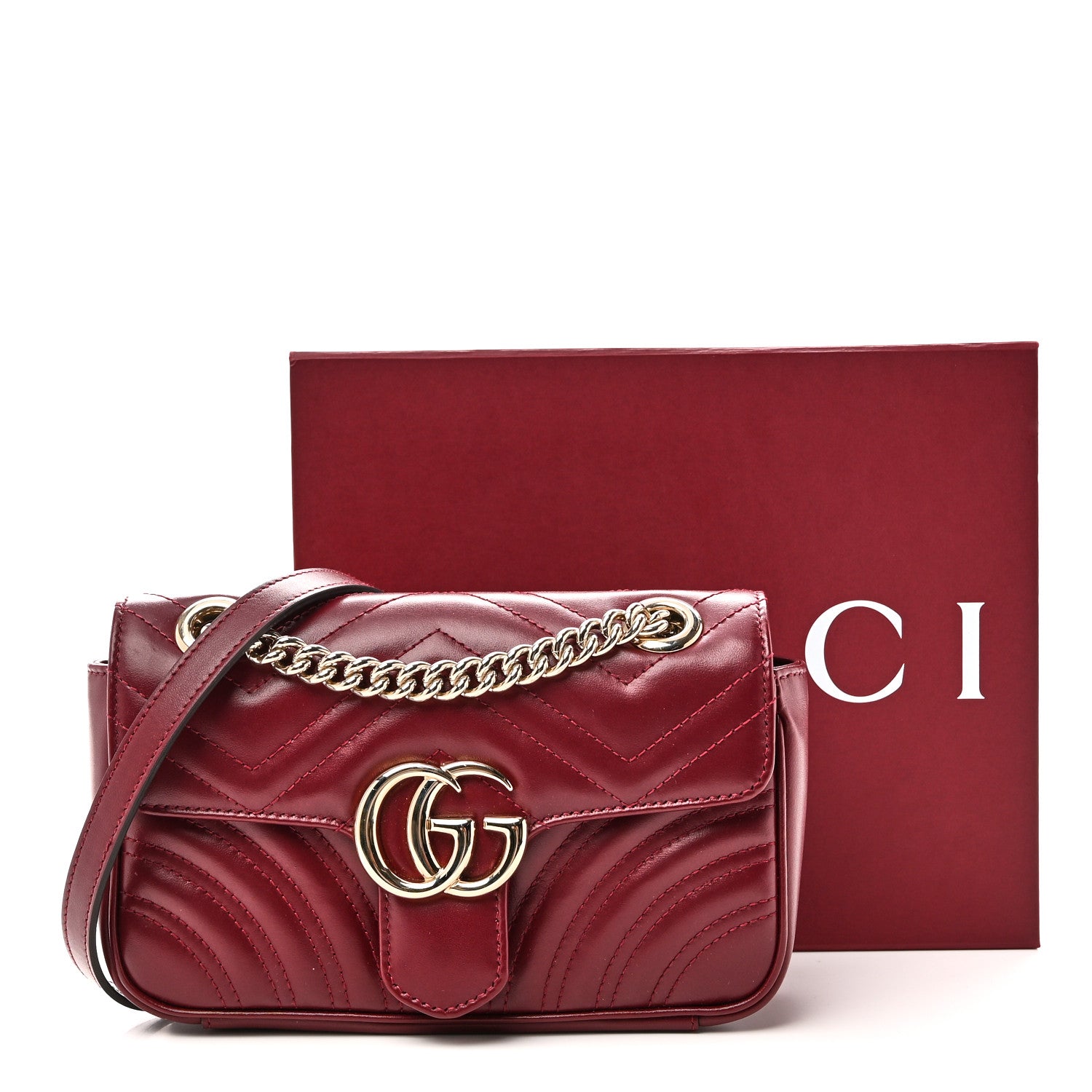 Gucci Calfskin Matelasse Mini GG Marmont Shoulder Bag Rosso Ancora 11 of 11
