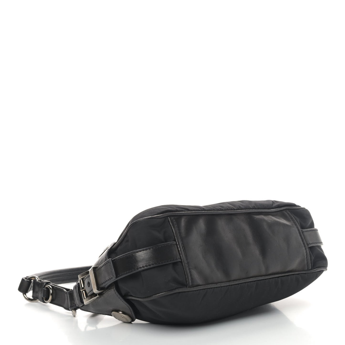 Tessuto Nylon Soft Calfskin Shoulder Bag Black