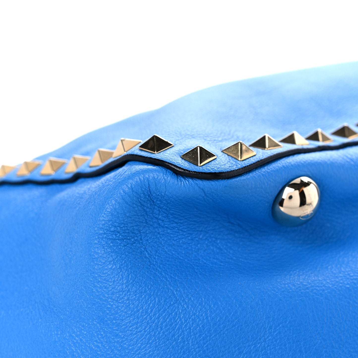 Vitello Medium Rockstud Tote Blue Fluo