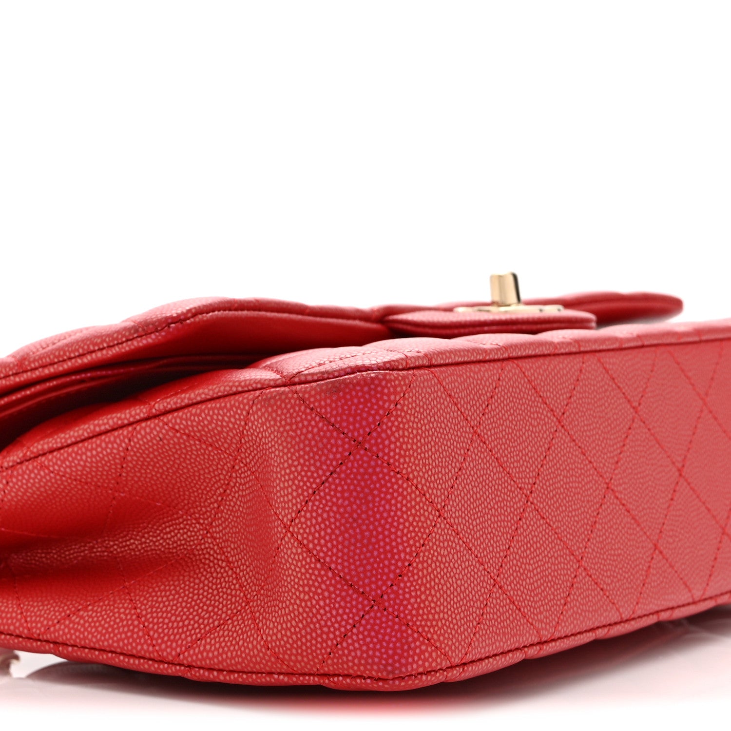 Chanel Iridescent Caviar Quilted Medium Double Flap Red 9 of 10
