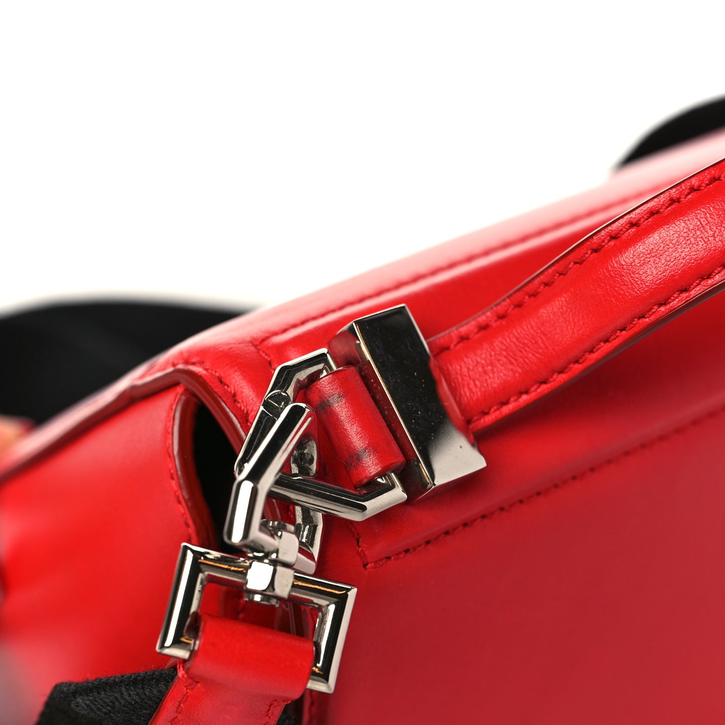 Calfskin Mini Pandora Box Logo Strap Crossbody Bag Medium Red