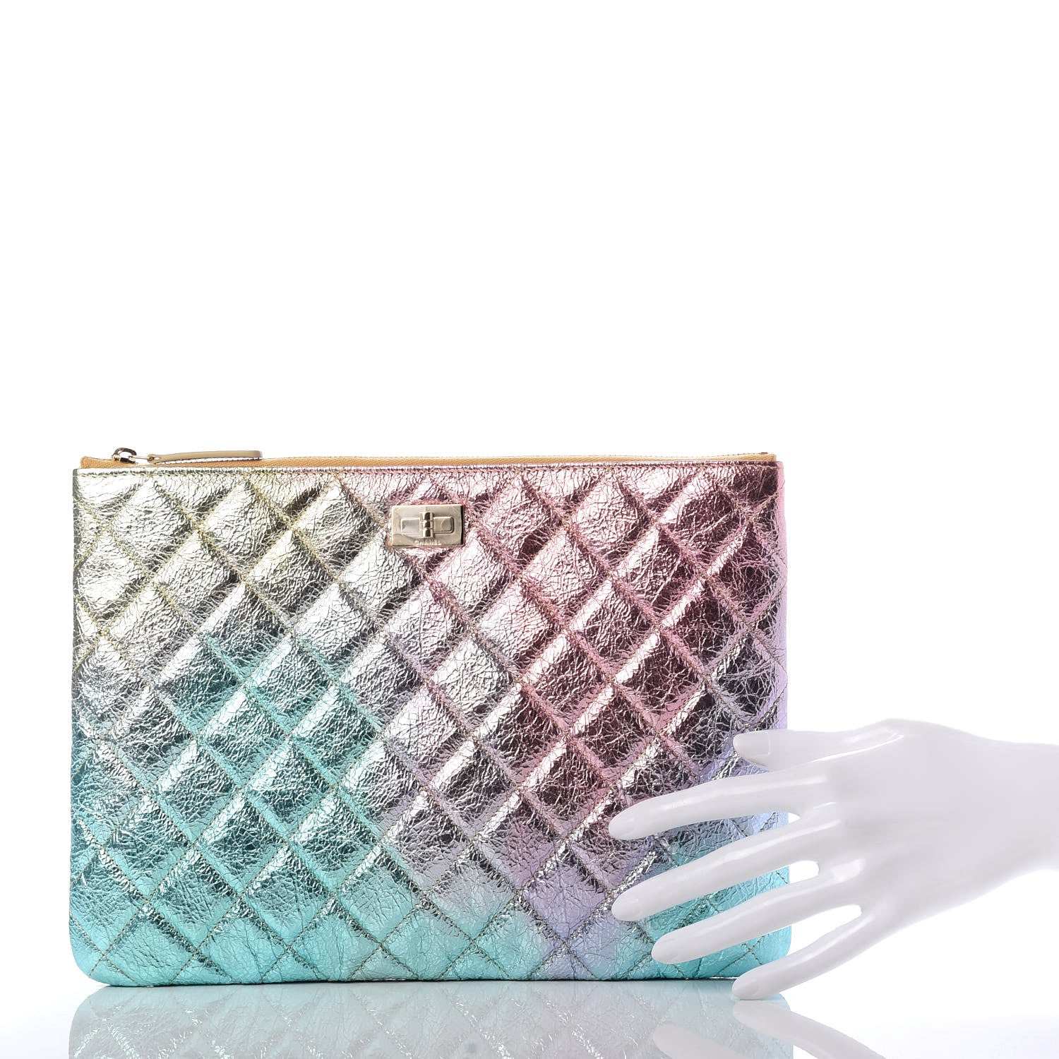 Chanel Metallic Goatskin Quilted Medium 2.55 Reissue Cosmetic Case Multicolor 2 of 8
