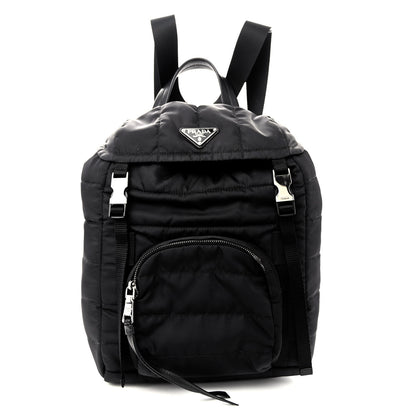 Prada Tessuto Nylon Quilted Double Buckle Backpack Black 1 of 11