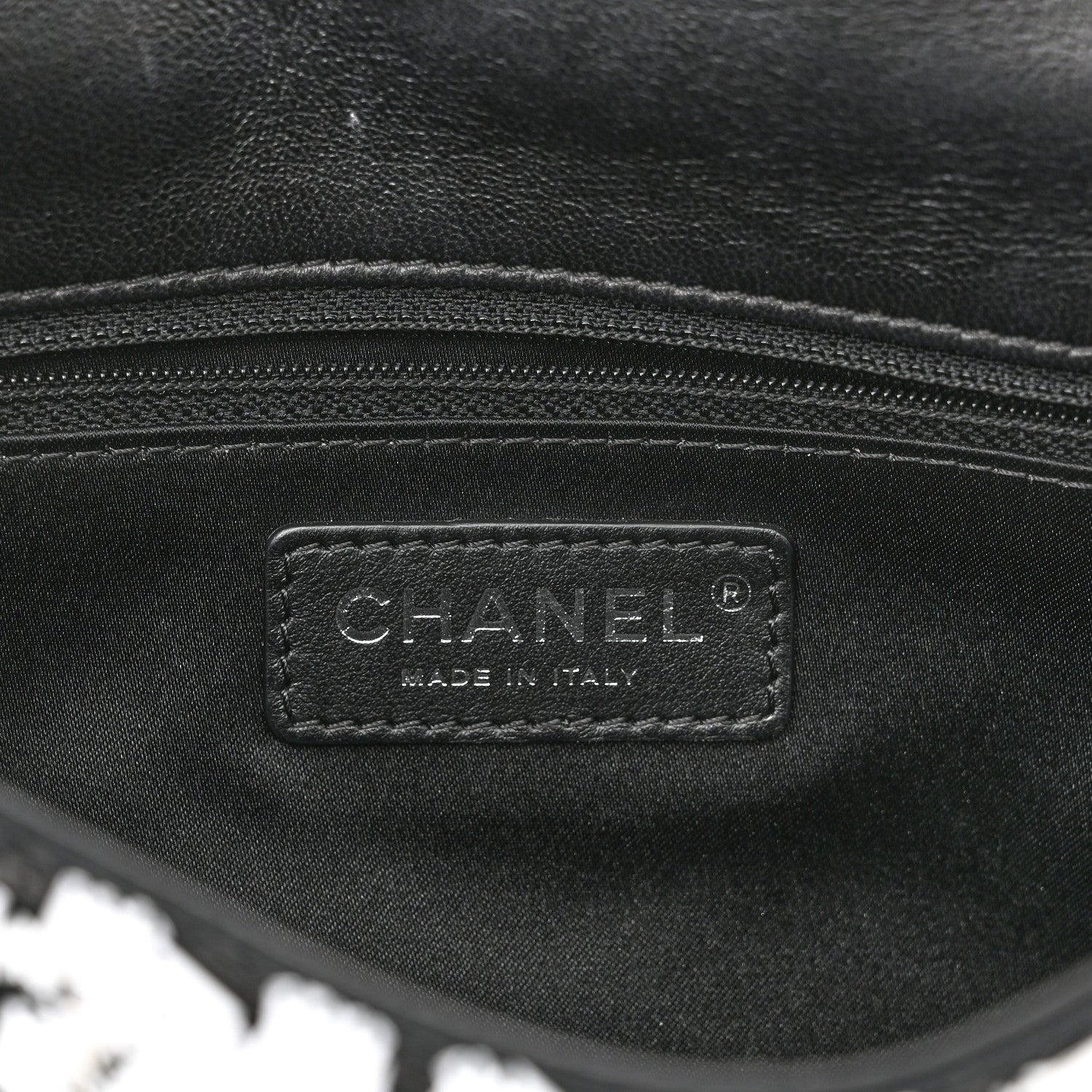 Chanel Sequin Embroidered Medium Flap Black White 6 of 11