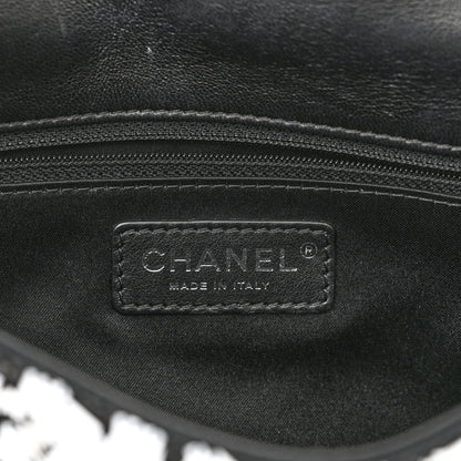 Chanel Sequin Embroidered Medium Flap Black White 6 of 11