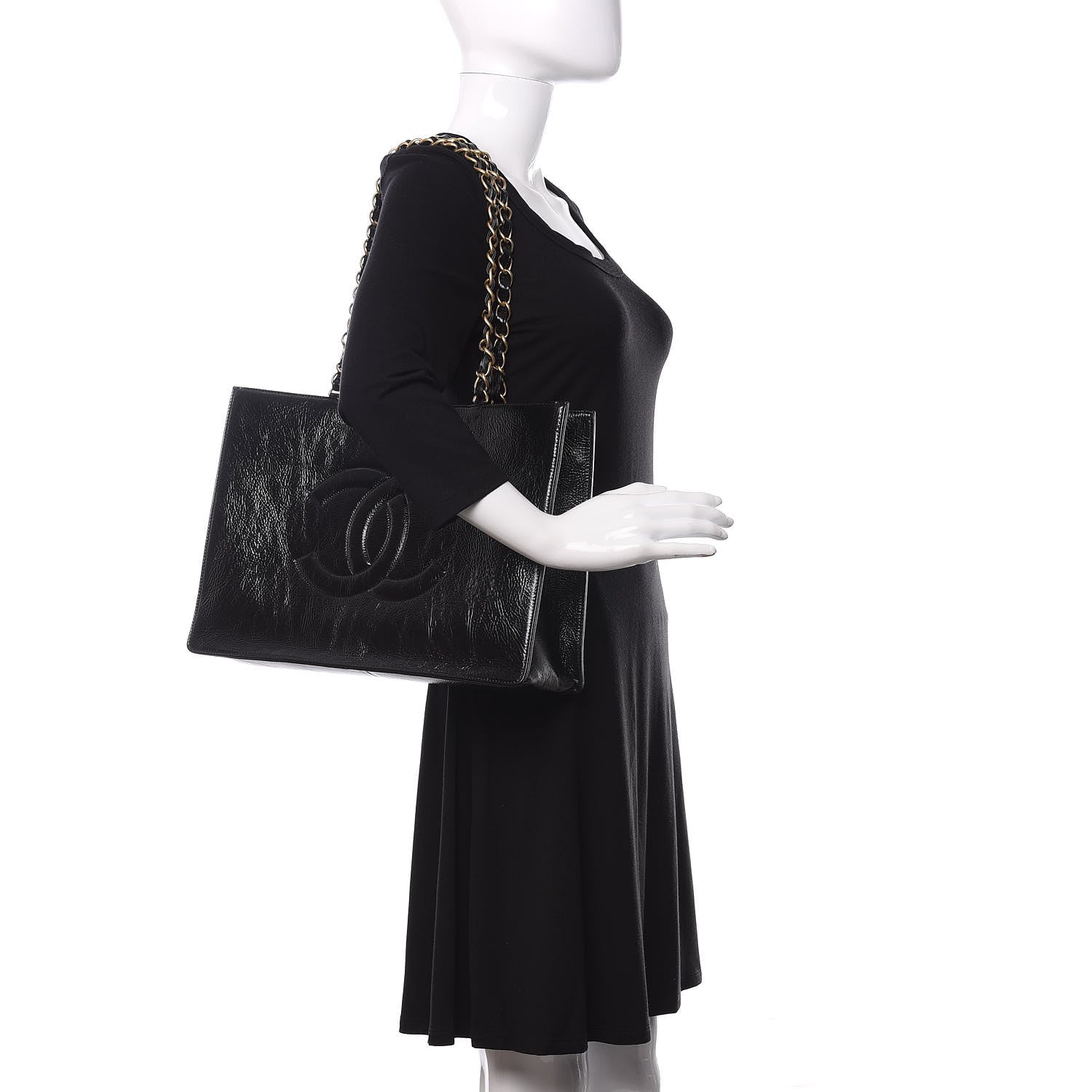 Chanel Shiny Aged Calfskin Shopping Bag Black 2 of 11