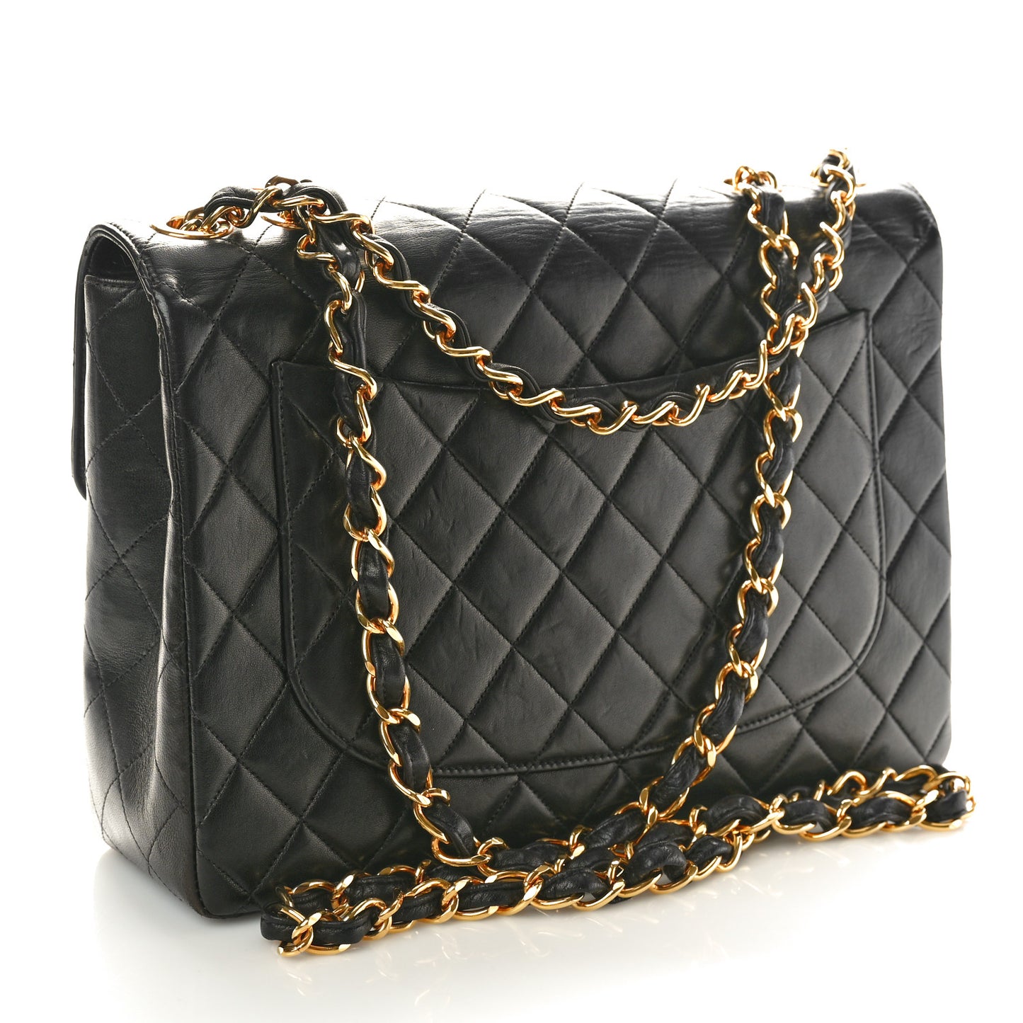 Lambskin Quilted XL Jumbo Single Flap Black