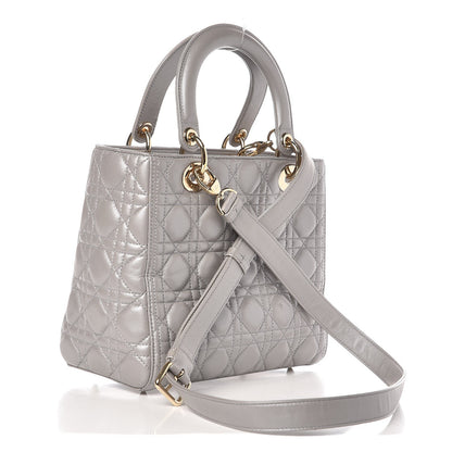 Christian Dior Pearly Lambskin Cannage Medium Lady Dior Grey 4 of 11