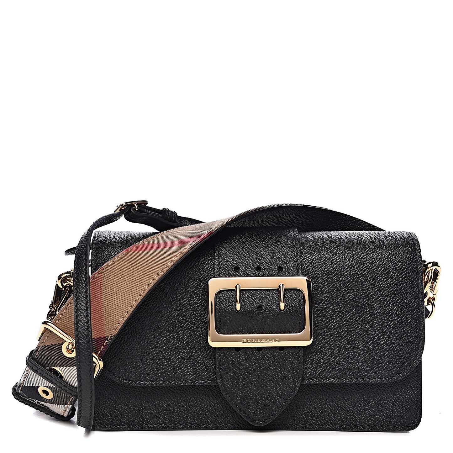 Soft Grain Calfskin Medium Buckle Crossbody Black