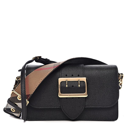 Burberry Soft Grain Calfskin Medium Buckle Crossbody Black 1 of 9