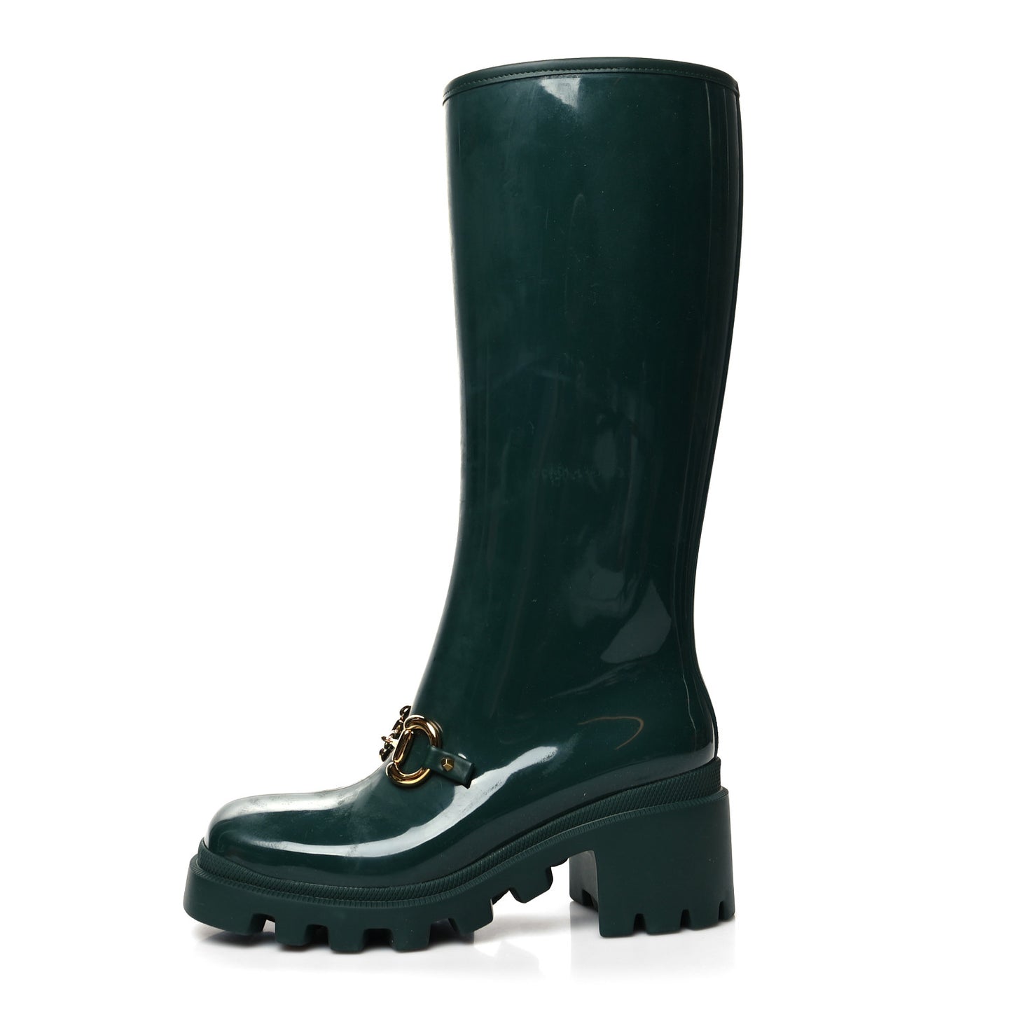 Rubber Horsebit Knee High Boots 37 Vintage Green