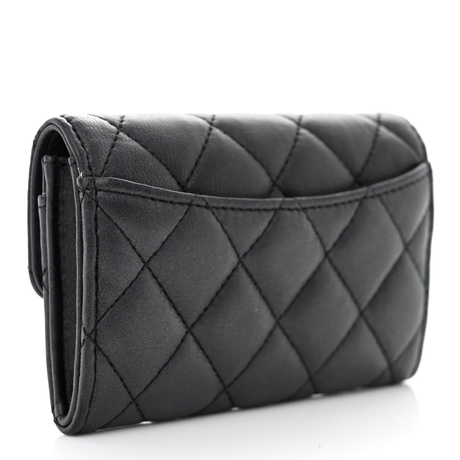 Chanel Lambskin Quilted Flap Card Holder Wallet So Black 3 of 11