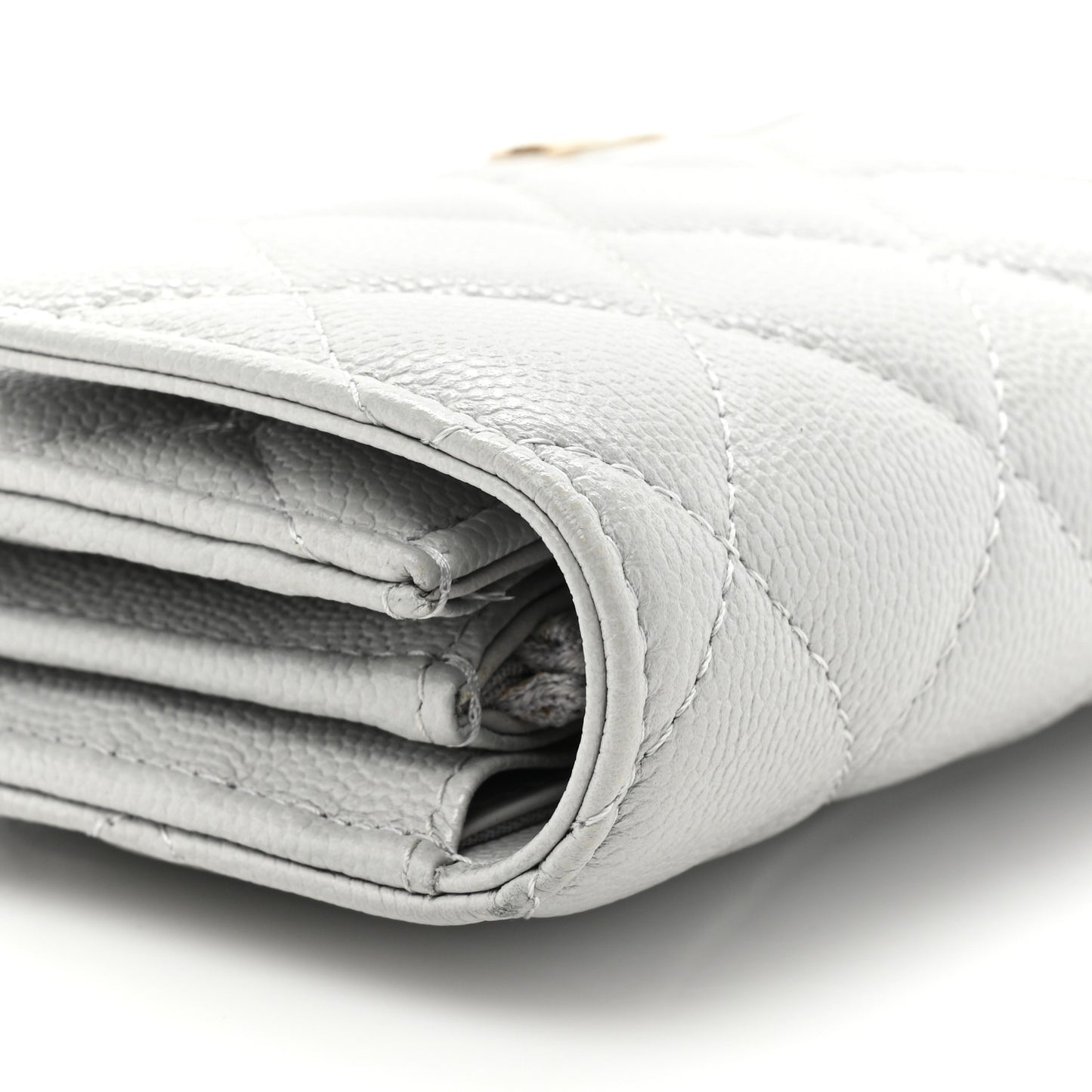 Caviar Quilted Large Gusset Flap Wallet Grey