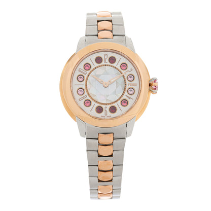 Fendi Stainless Steel Mother of Pearl Topaz Spinel 33mm Ishine Rotating Gem Two Tone Quartz Watch 1 of 6
