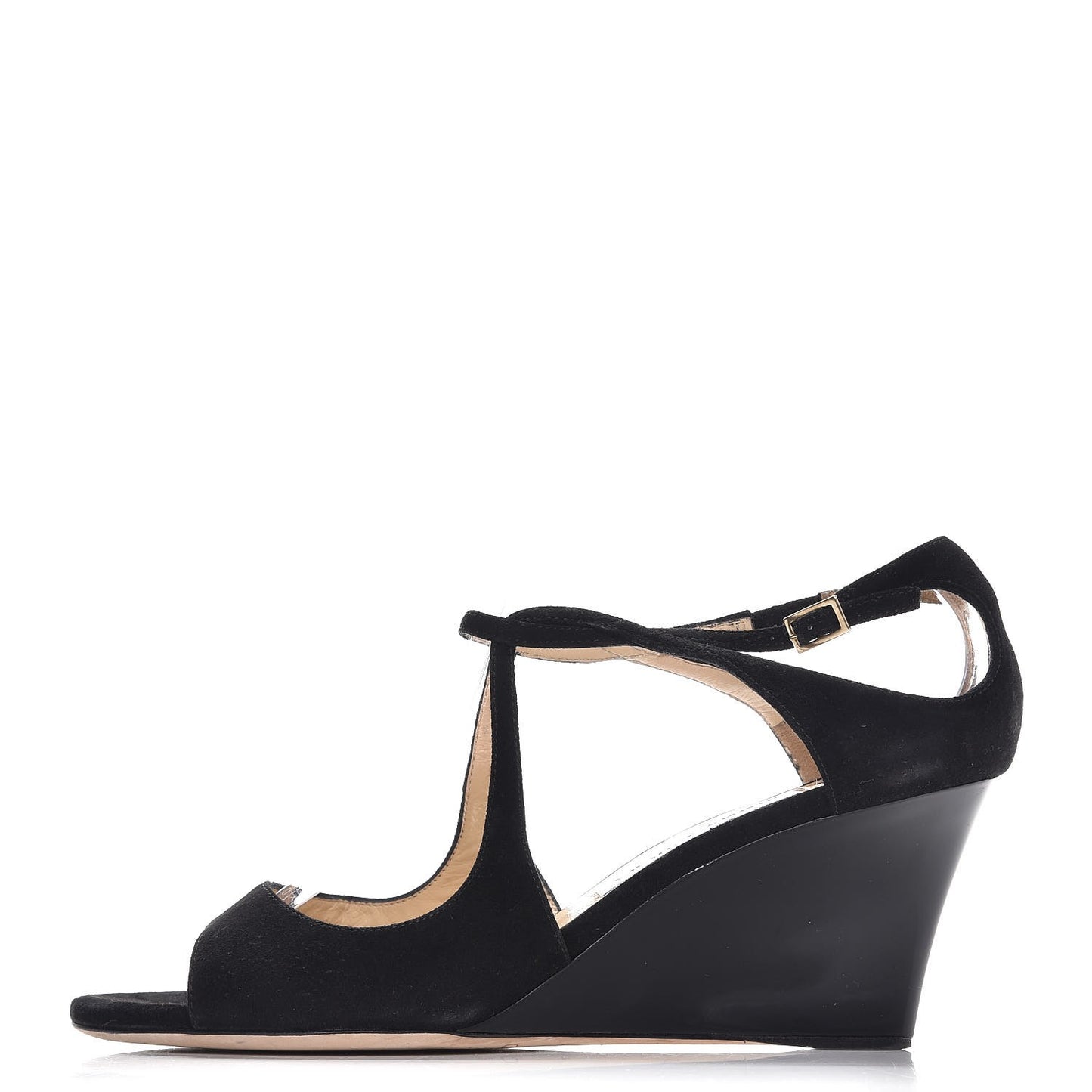 Suede Patent Verena Peep Toe Wedge Sandals 38 Black