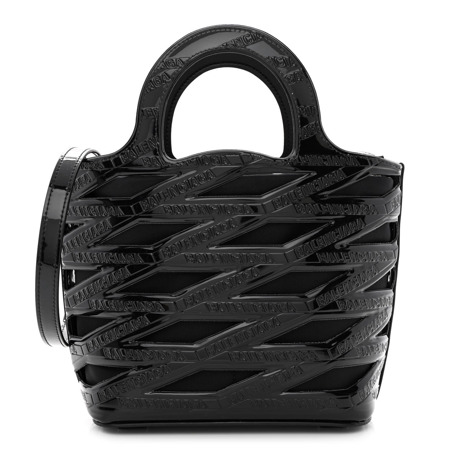 Balenciaga Patent Calfskin Small Neo Basket Tote Black 5 of 13