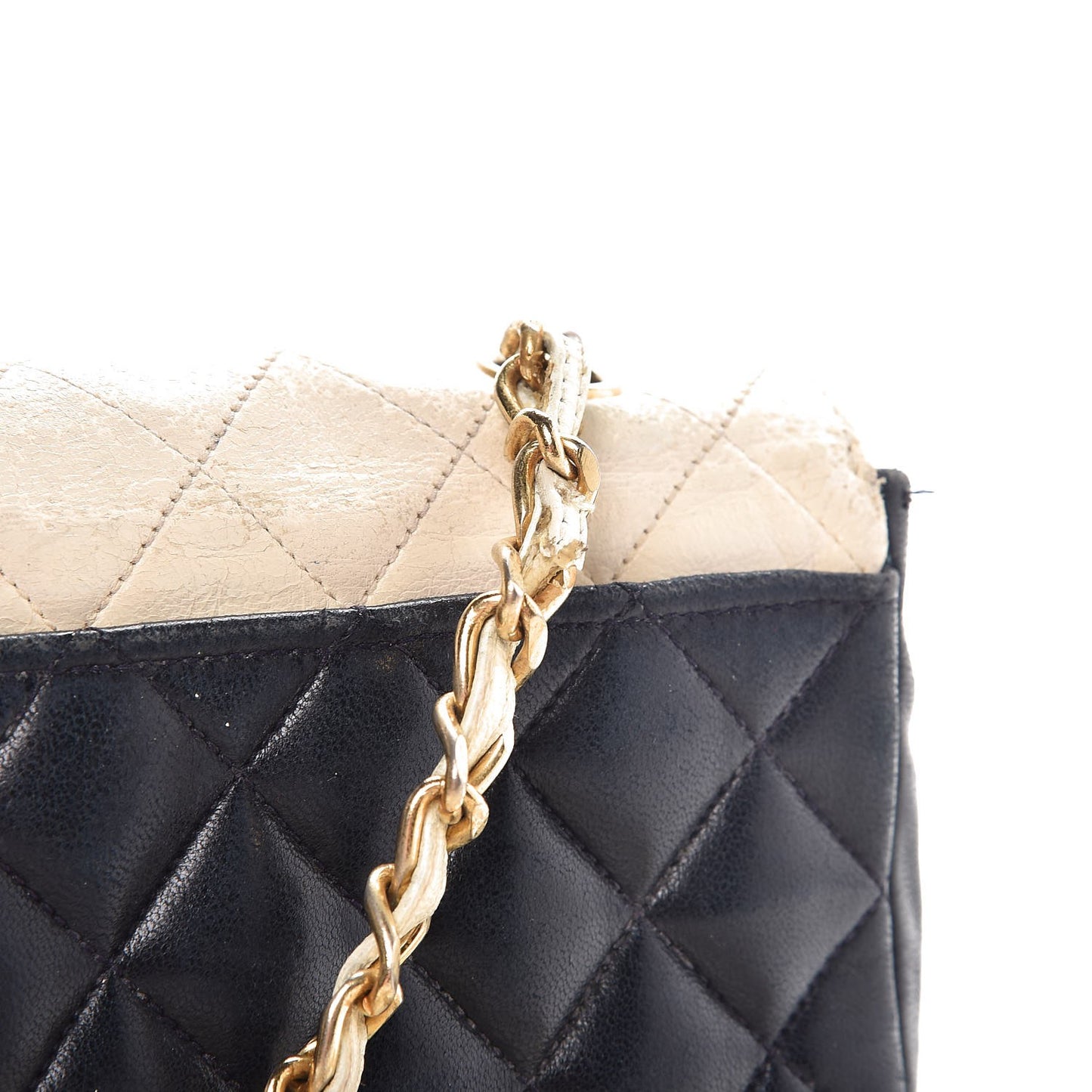 Lambskin Quilted Bicolor Extra Mini Flap Navy White