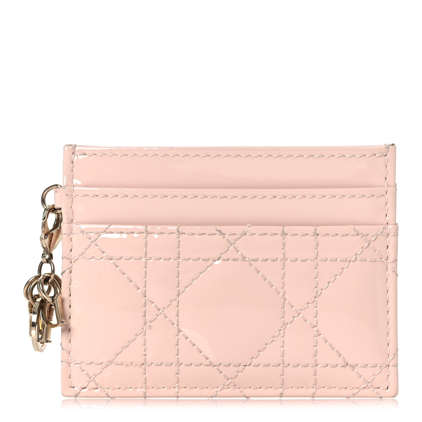Patent Cannage Lady Dior Card Holder Powder Pink