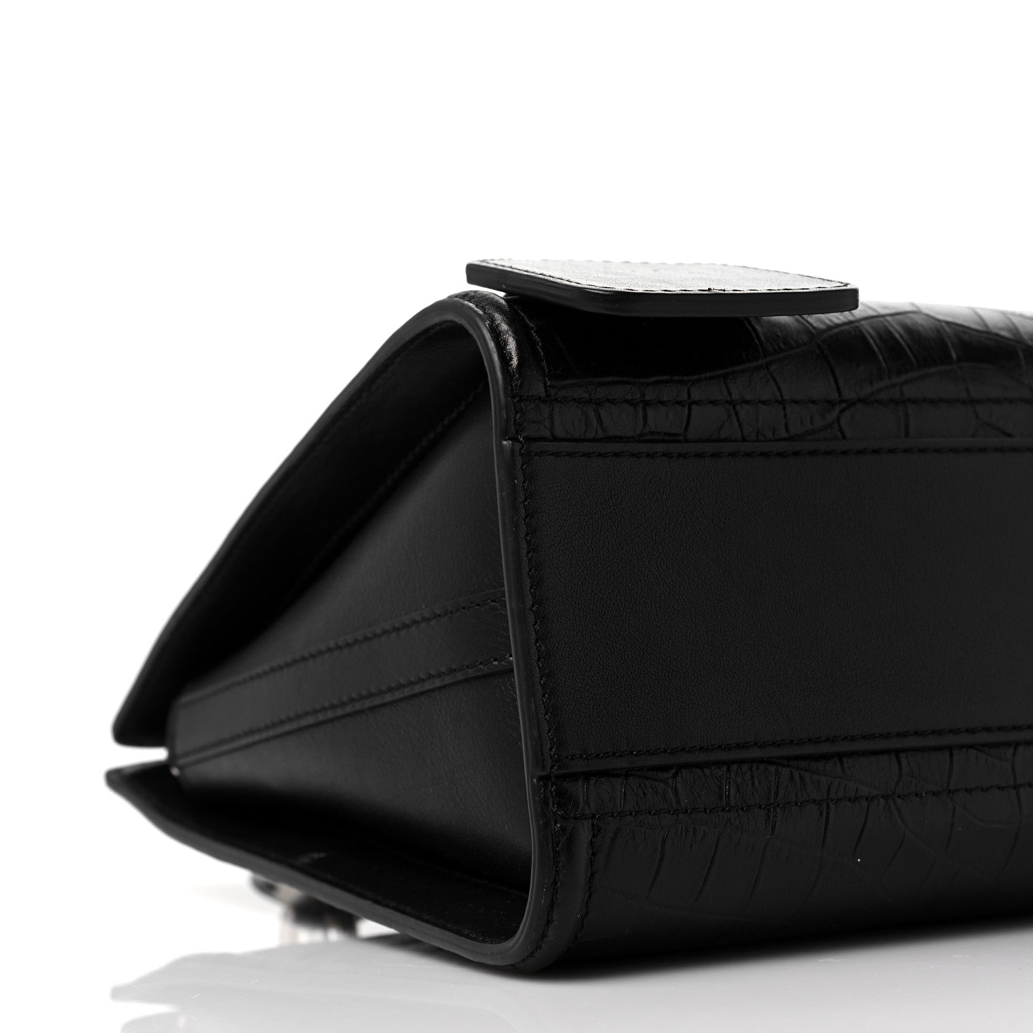 Alexander McQueen Crocodile Embossed Calfskin The Short Story Shoulder Bag Black 8 of 9