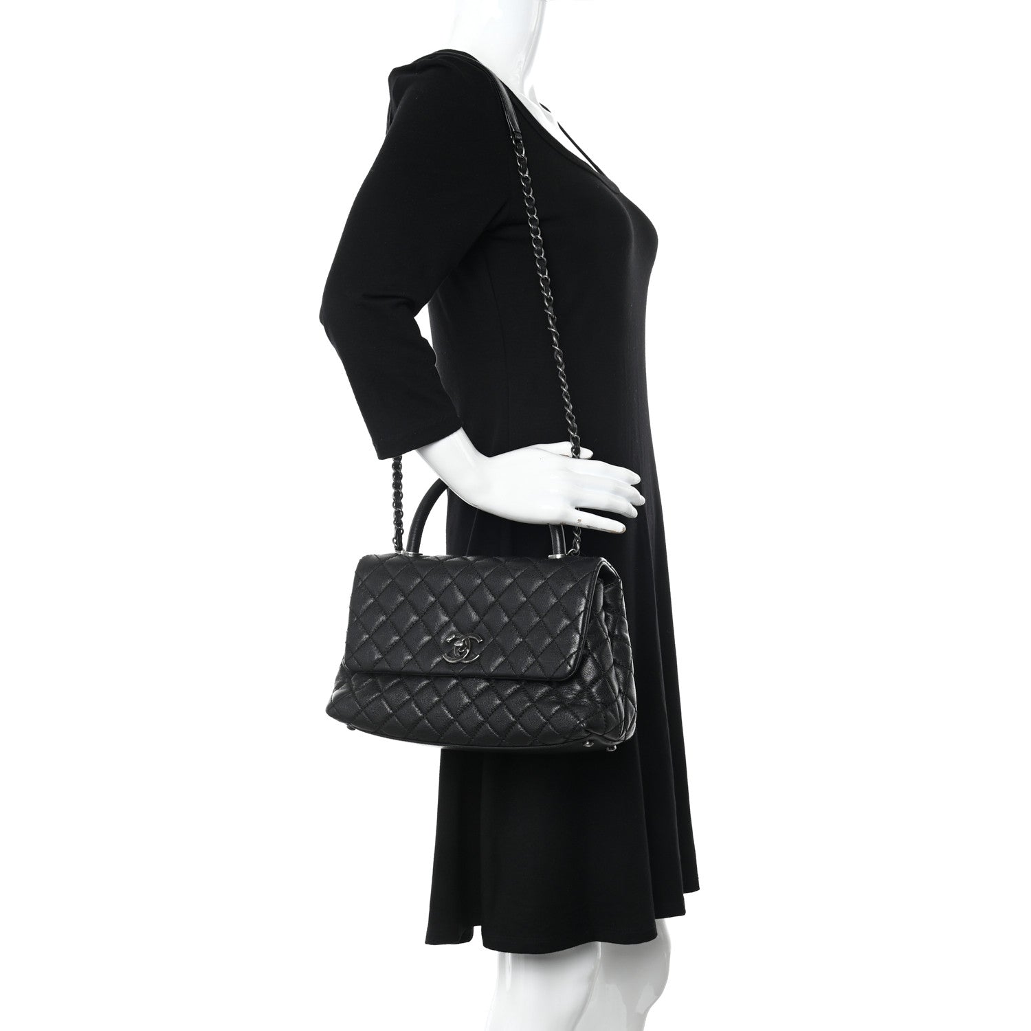 Chanel Caviar Quilted Small Coco Handle Flap Black 2 of 12