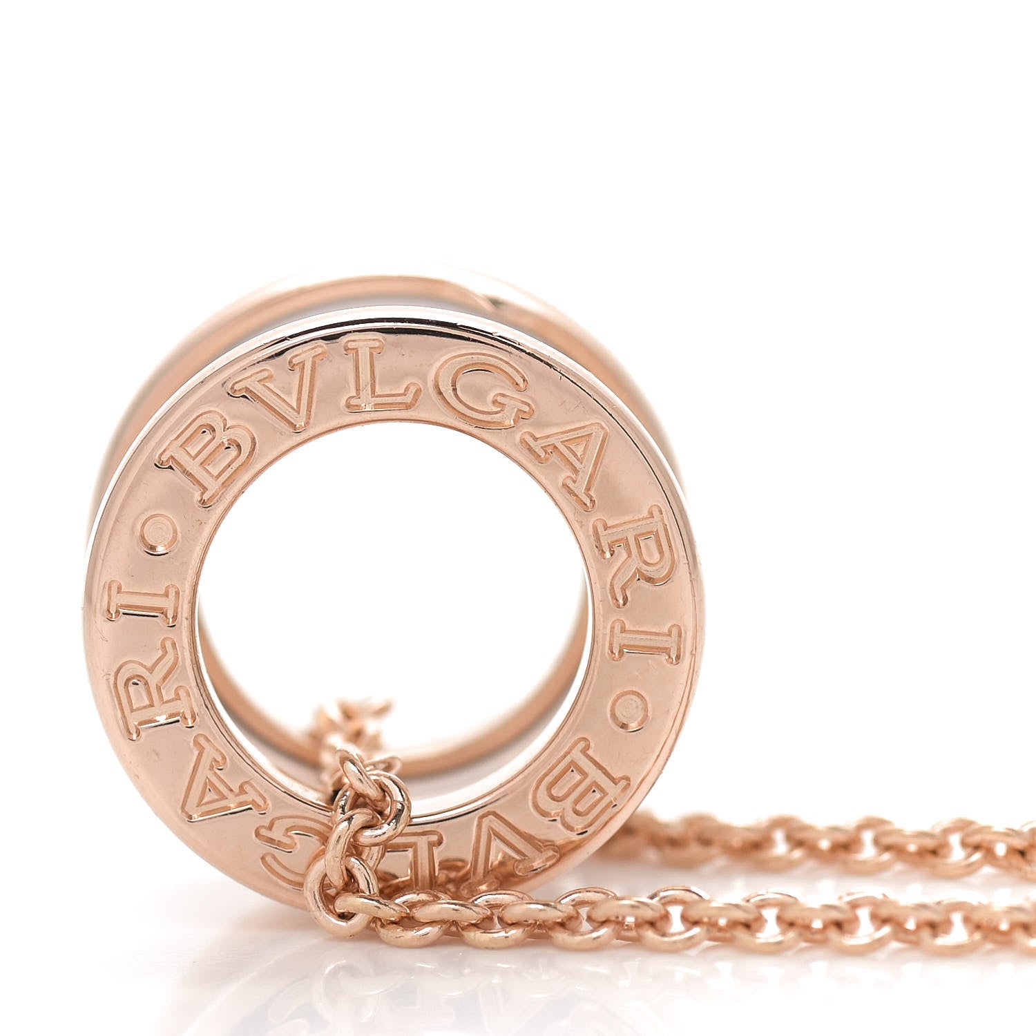 Bulgari 18K Rose Gold White Ceramic B.Zero1 Pendant Necklace 4 of 7