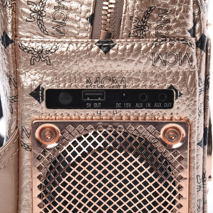 MCM Metallic X Wizpak Visetos Studded Sound System Speaker Backpack Champagne Gold 8 of 12
