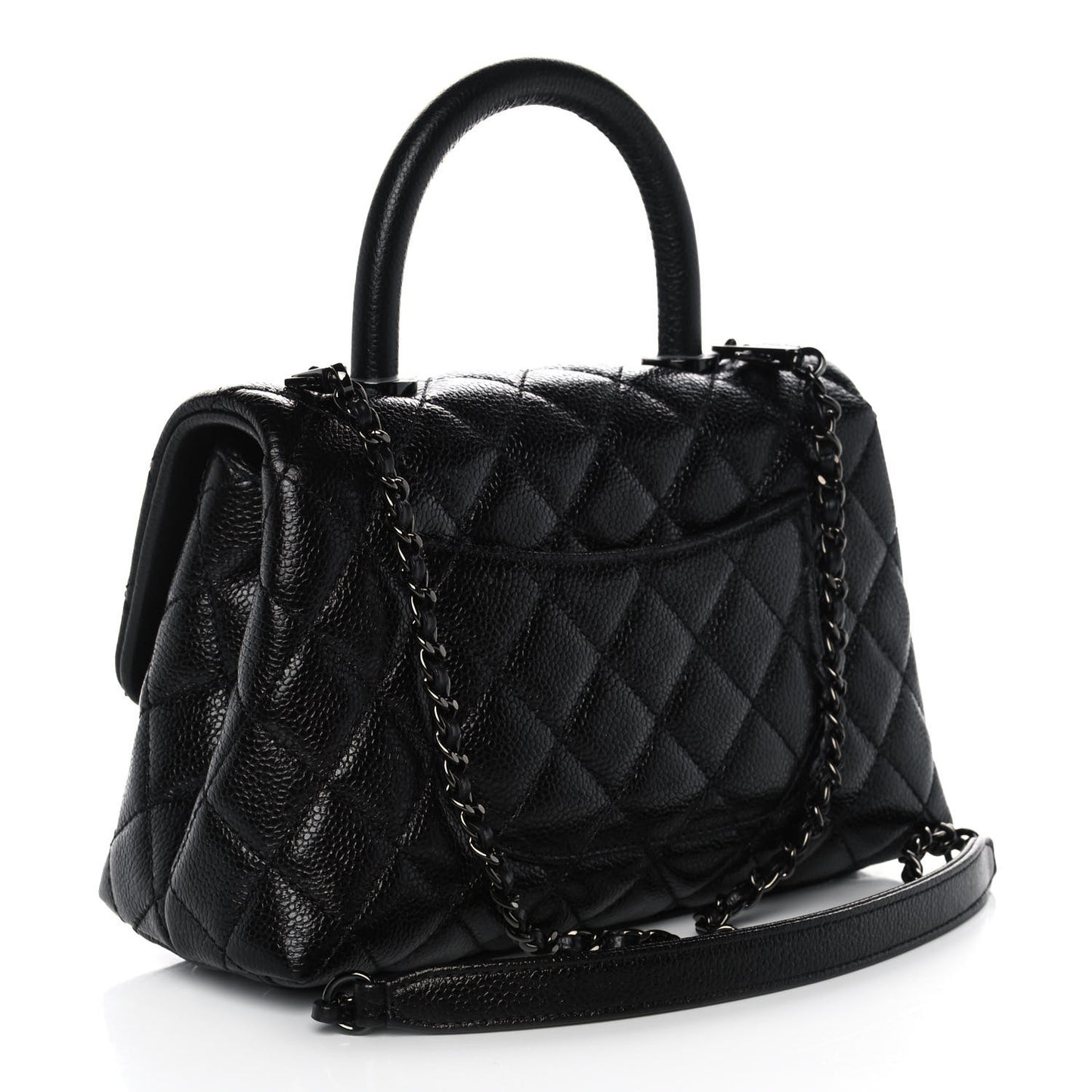 Caviar Quilted Mini Coco Handle Flap So Black