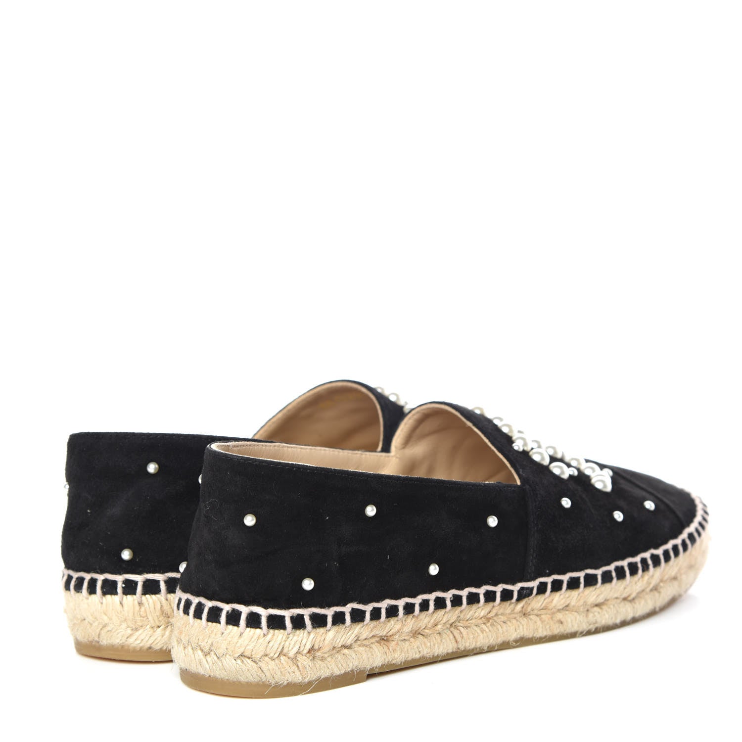 Chanel Suede Pearl CC Espadrilles 38 Black 4 of 10