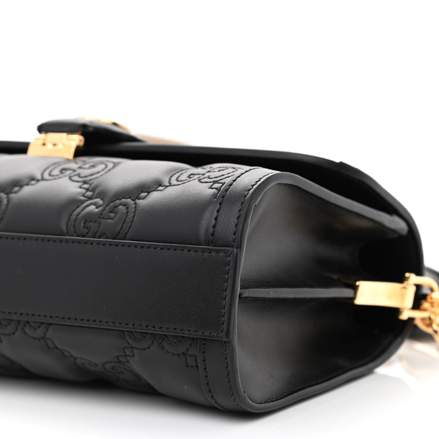 Calfskin GG Matelasse Small Flap Shoulder Bag Black Natural