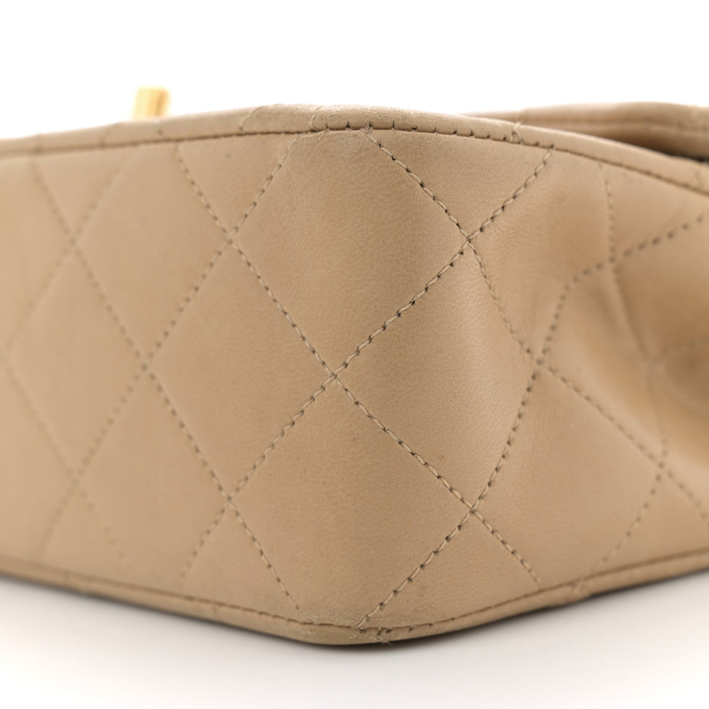 Lambskin Quilted Small Double Flap Beige