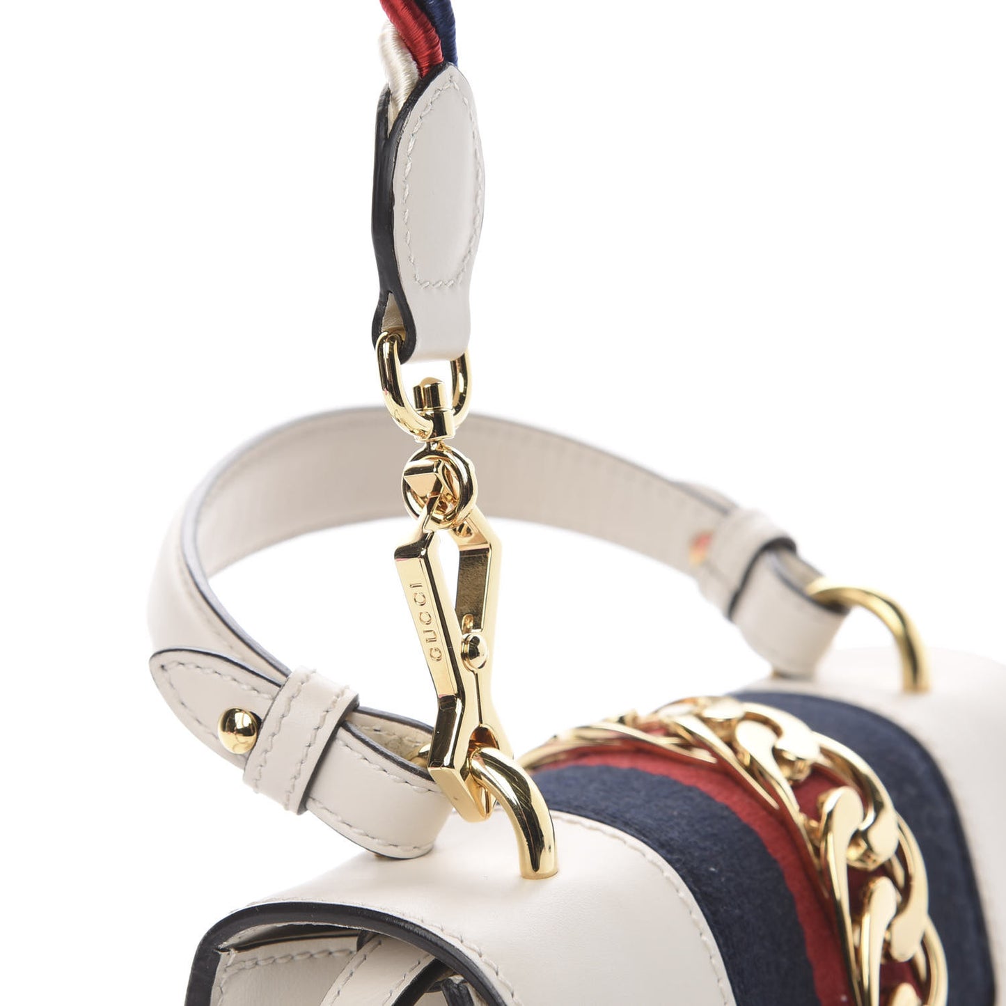 Calfskin Embroidered Mini Sylvie Top Handle Bag White