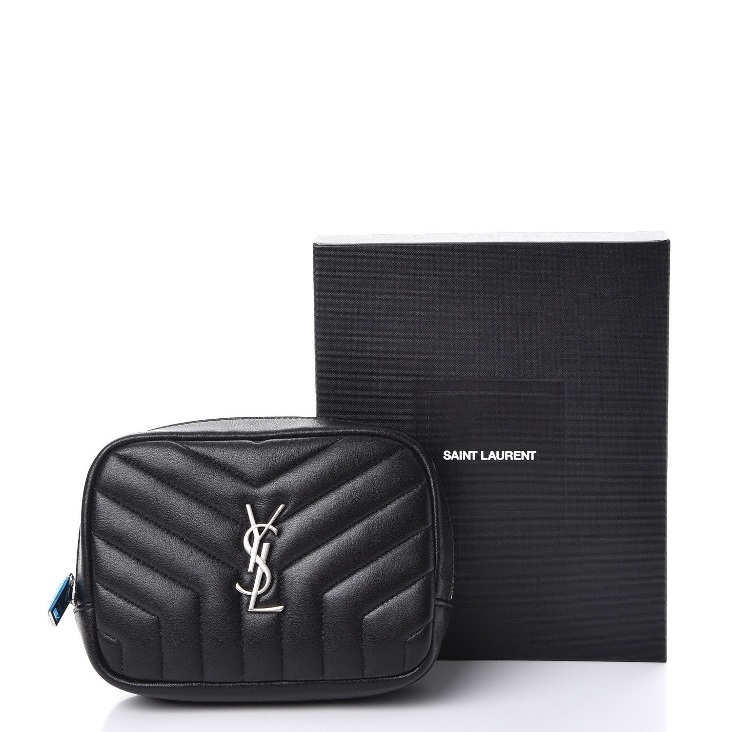 Saint Laurent Lambskin Y Quilted Monogram Loulou Cosmetic Case Black 8 of 8