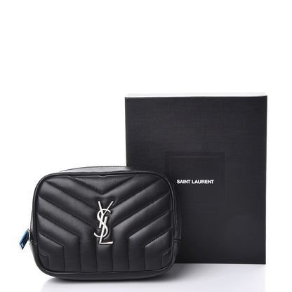 Saint Laurent Lambskin Y Quilted Monogram Loulou Cosmetic Case Black 8 of 8
