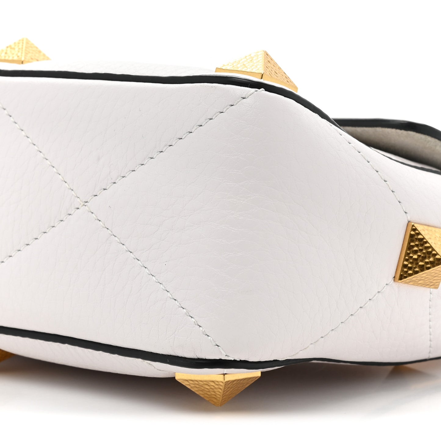 Grained Calfskin Medium Roman Stud Shoulder Bag Ivory