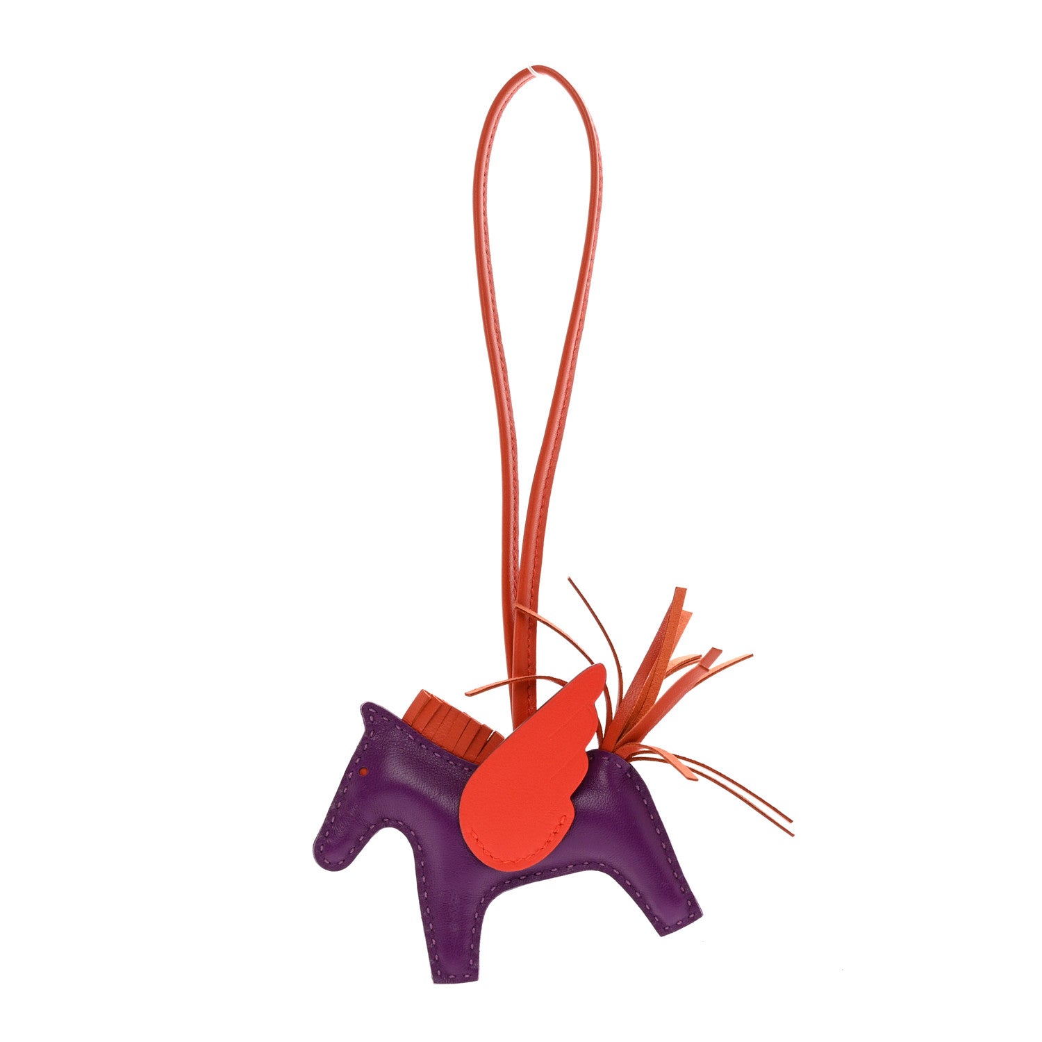 Hermes Milo Lambskin Grigri Rodeo Pegase Horse Bag Charm PM Violet Cornaline Capucine 1 of 5